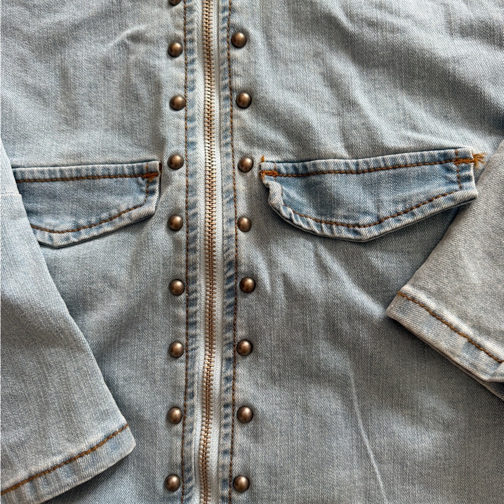 Crazy Train Light Blue Studded Denim Jacket - Picture 5 of 7